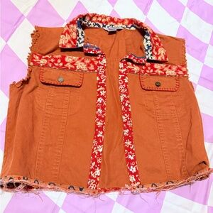 VINTAGE Stonebridge Boho Western Raw Hem Denim Vest S